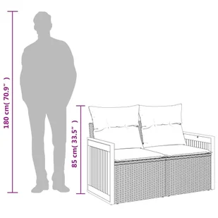 Sofa ogrodowa z poduszkami, 2-osobowa, czarna, polirattan Lumarko! - Sofy ogrodowe - miniaturka - grafika 9