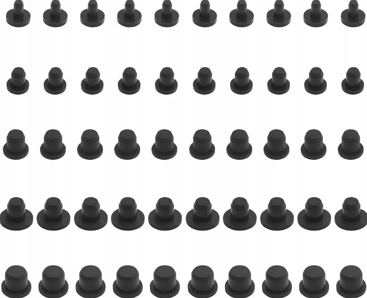 ZATYCZKI 50 SZTUK GUMOWE OTWORY 4/55/75/85/9/95 MM CZARNE ELASTYCZNE