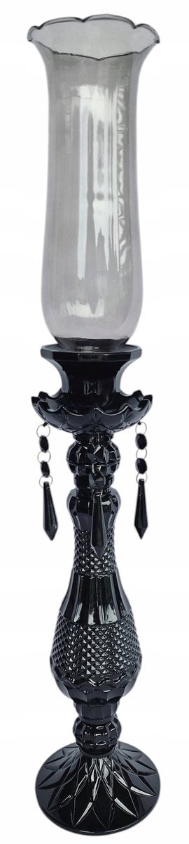 Świecznik szklany czarny 62 cm 2559-2-M