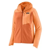 Kurtki i kamizelki sportowe damskie - Damska kurtka softshellowa Patagonia R1 CrossStrata Hoody Rozmiar: S / Kolor: pomarańczowy - miniaturka - grafika 1