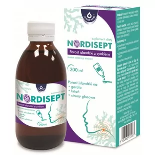 Oleofarm Nordisept porost islandzki z cynkiem płyn 200 ml - Przeziębienie i grypa - miniaturka - grafika 1