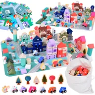 Klocki - Pastelowy Zestaw Klocki drewniane Miasteczko + Mata puzzle 115 ele - miniaturka - grafika 1