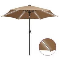 Parasole ogrodowe - vidaXL Parasol ogrodowy z LED i aluminiowym słupkiem, 300 cm, taupe vidaXL - miniaturka - grafika 1