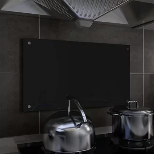 vidaXL Panel ochronny do kuchni, czarny, 70x40 cm, szkło hartowane - Akcesoria i części AGD - miniaturka - grafika 1