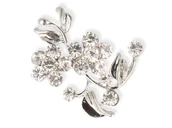 Broszki - Broszka agrafka srebrny kwiat wiśni z cyrkoniami - miniaturka - grafika 1