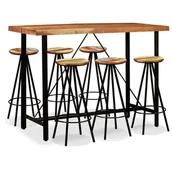 Stoły z krzesłami - vidaXL Zestaw mebli barowych, drewno sheesham i odzyskane, 7 części - miniaturka - grafika 1