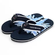 Klapki i japonki męskie - Tommy Hilfiger Męskie klapki plażowe Hilfiger Palm Print Sandal, Desert Sky, 10 UK, Pustynne niebo, 44 EU - miniaturka - grafika 1