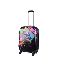 Walizki - Kemer, Mała walizka kabinowa, Print, czarno-różowa, rozmiar S - miniaturka - grafika 1