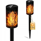 Lampy ogrodowe - Lampa Solarna Ogrodowa LED Wbijana Pochodnia 39cm IP44 Czujnik Zmierzchu - miniaturka - grafika 1