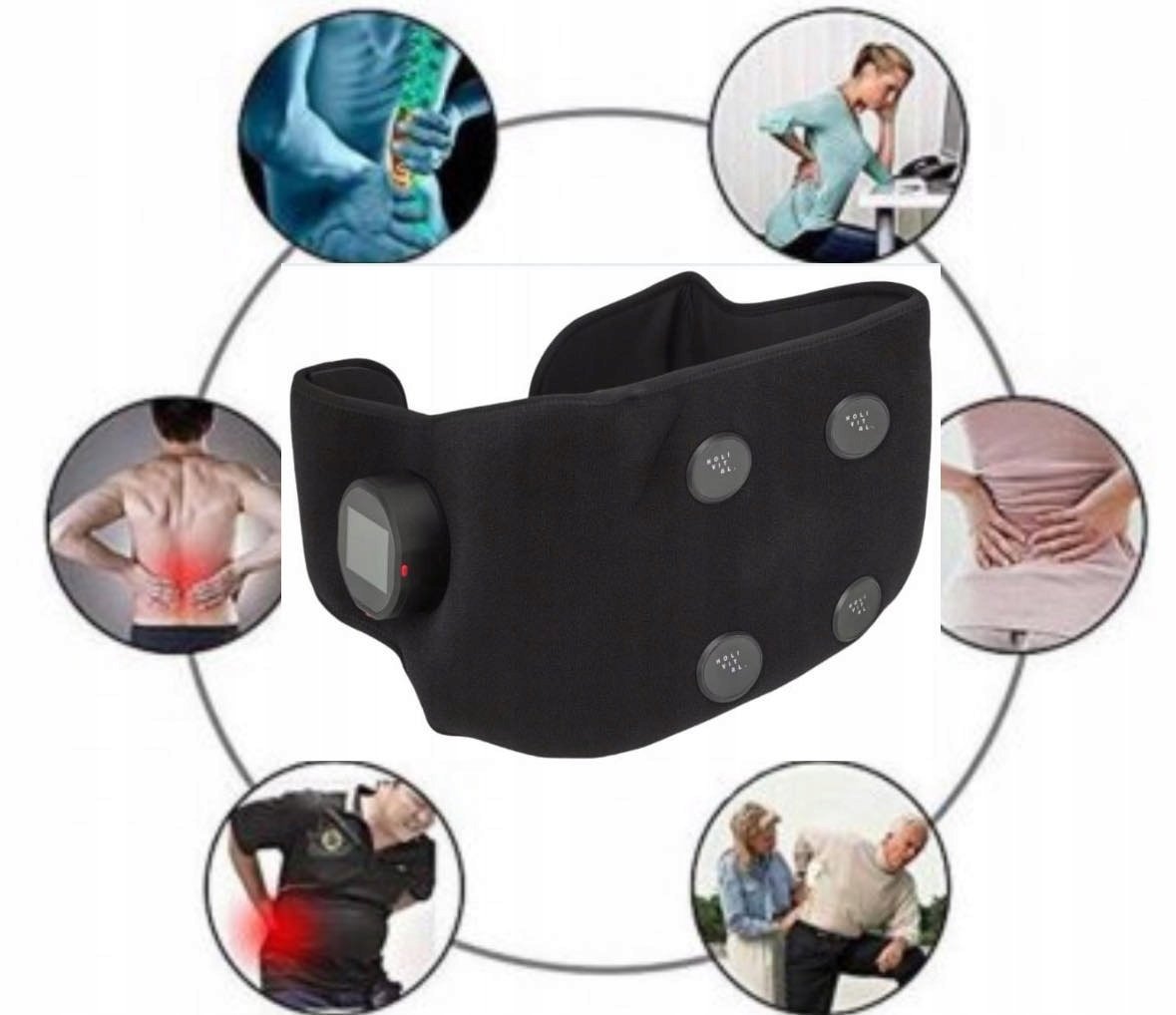 Pas masujący masaż ciepłem, ciepło, wibracje, rozluźnienie, łagodzi ból