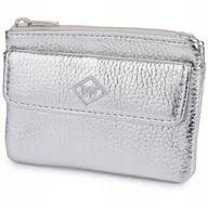 Etui na klucze - Skórzane etui na klucze banknoty pokrowiec duże Skóra Naturalna Srebrne - miniaturka - grafika 1