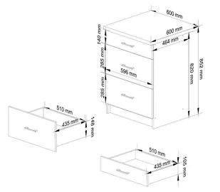 Szafka OLIWIA S60 3SZ + BLAT BIAŁA / BETON - Meble kuchenne - miniaturka - grafika 2