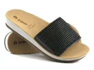 Klapki i japonki damskie - Klapki damskie ze zdobioną cholewką- INBLU BRILLA, czarne - Inblu - miniaturka - grafika 1