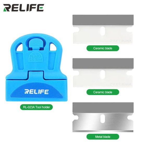 RELIFE RL-023A Uchwyt na żyletki / ostrza do usuwania kleju - zestaw