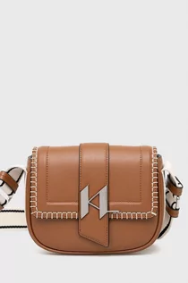 Torebki damskie - KARL Lagerfeld Lagerfeld torebka skórzana kolor brązowy - grafika 1