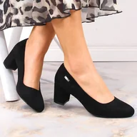 Czółenka - Zamszowe czółenka na obcasie Sergio Leone W SK314D czarne - miniaturka - grafika 1