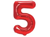 Balony i akcesoria - Balon foliowy "cyfra 5", czerwona, 100 cm [balon na hel] - miniaturka - grafika 1