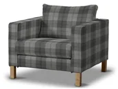 Pokrowce na meble - Dekoria pl pl Pokrowiec na fotel Karlstad krótki krata szaro-grafitowa 89 x 89 x 64 cm Edinburgh 619-115-75 - miniaturka - grafika 1