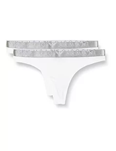 Emporio Armani Women's Iconic Mikrofiber Thongs Majtki Stringi (Paczka 2) Damskie, biały, M - Majtki damskie - miniaturka - grafika 1
