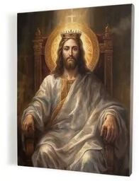 Chrystus Król na tronie - majestatyczny obraz na płótnie - Ikony i obrazy sakralne - miniaturka - grafika 1