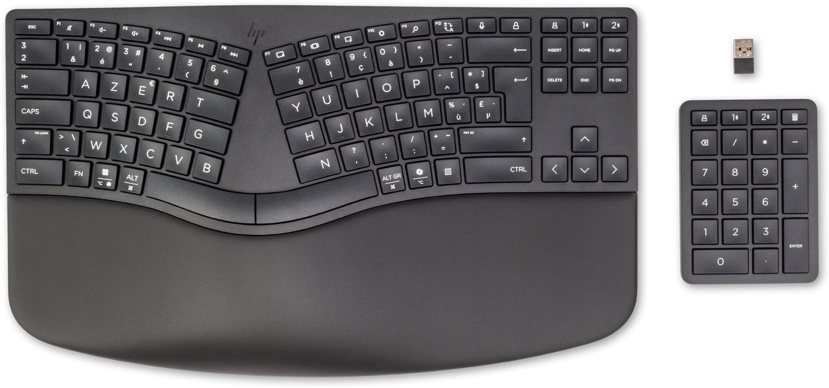 HP 960 Ergonomic Wireless Keyboard do domu RF Wireless + Bluetooth AZERTY czarny belgijski 7E755AA#AC0