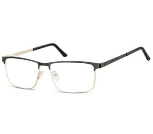 Okulary zerówki korekcyjne Nerd Prostokątne Flex 910B czarno-złote - Okulary korekcyjne, oprawki, szkła - miniaturka - grafika 1