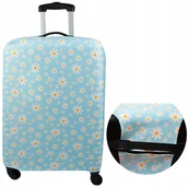 Akcesoria podróżnicze - Elastyczny Pokrowiec niebieski na walizkę Sillar z motywem kwiatu rozmiar L - miniaturka - grafika 1