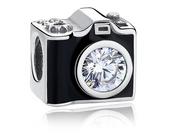 Charmsy - Rodowany srebrny charms do pandora aparat fotograficzny camera srebro 925 GS163 - miniaturka - grafika 1