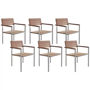 Beliani Zestaw do ogrodu 6 krzeseł drewnany jasny brąz VIAREGGIO - Fotele i krzesła ogrodowe - miniaturka - grafika 1