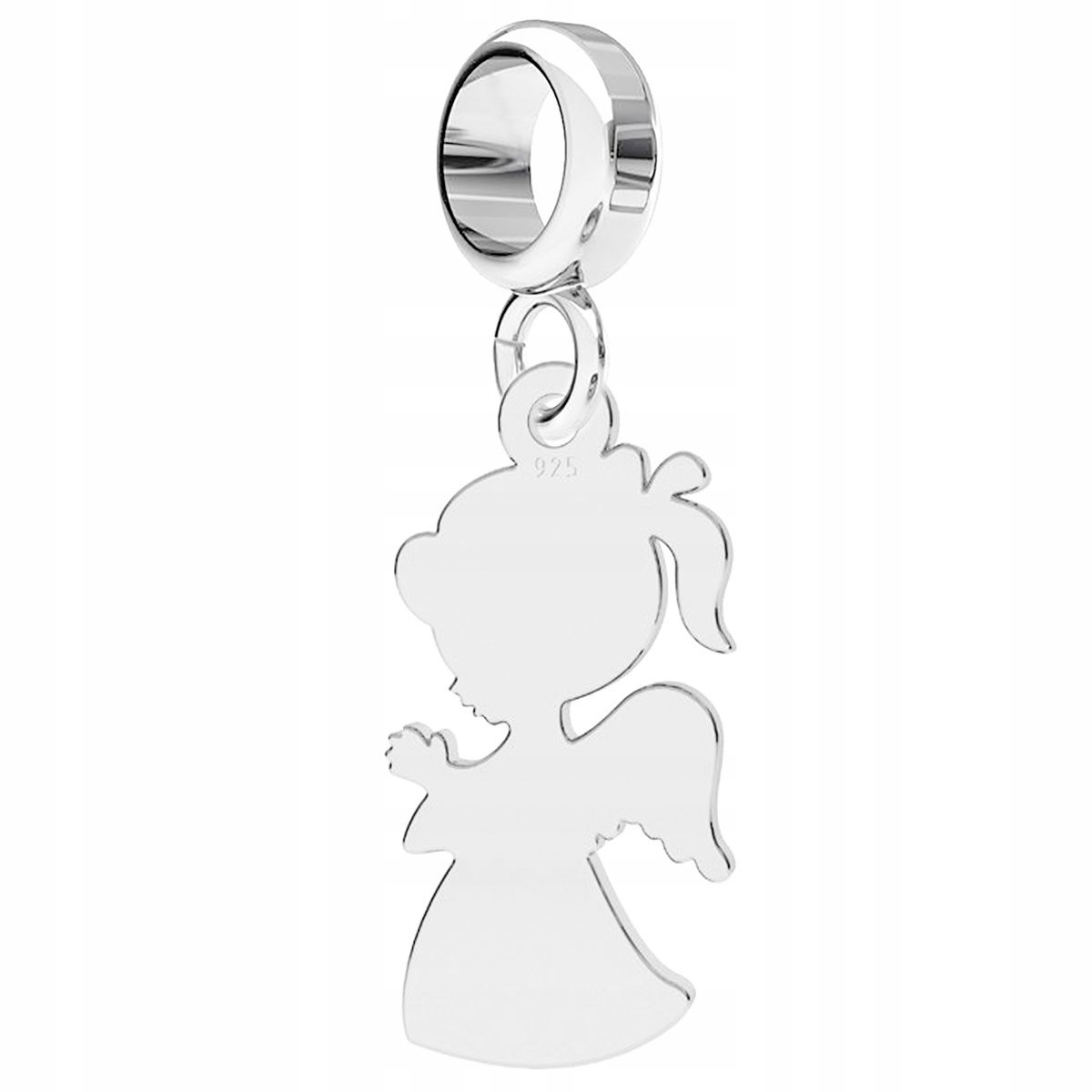 Charms Srebrny Anioł Dziewczynka Blaszka z Aniołem Stróżem Angel SREBRO 925