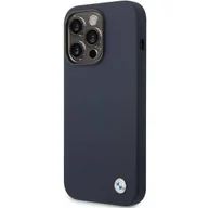 Etui i futerały do telefonów - Etui BMW BMHCP14LSILNA iPhone 14 Pro 6,1" granatowy/navy Silicone Metal Logo - miniaturka - grafika 1