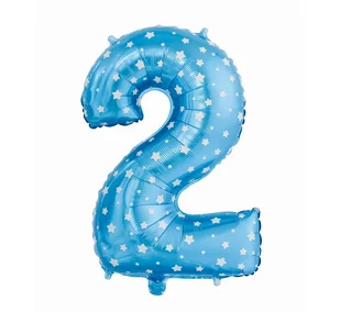 GoDan Balon foliowy cyfra 2 Niebieska w gwiazdki 64 cm HS-C26N2 - Balony i akcesoria - miniaturka - grafika 1
