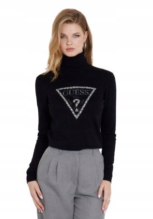 GUESS SWETER CZARNY Z GOLFEM Z DŁUGIM RĘKAWEM DAMSKI M 1GNA