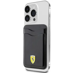 Etui Ferrari Wallet Card Slot FEWCMRSIK - czarne MagSafe Leather 2023 Collection - Etui i futerały do telefonów - miniaturka - grafika 1