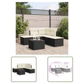 Meble ogrodowe - The Living Store 6-cz. zestaw mebli ogrodowych z poduszkami - czarny polirattan - Sofa Ogrodowa - miniaturka - grafika 1
