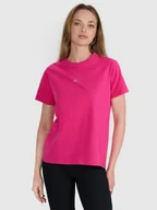 Koszulki i topy damskie - 4F T-shirt oversize z nadrukiem damski - różowy S - miniaturka - grafika 1