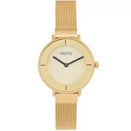 Zegarki damskie - Złoty damski zegarek z bransoleta mesh PACIFIC X6099-07 - miniaturka - grafika 1