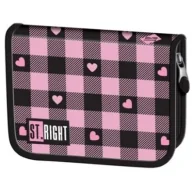 Piórniki - Piórnik dwuklapkowy bez wyposażenia Pink Checkered - miniaturka - grafika 1
