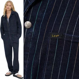 Lee PRIDE HD UNIONALL Rainbow JEANSOWY GRANATOWY KOMBINEZON W PRĄŻEK M - Kombinezony - miniaturka - grafika 1