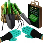 Grabie i motyki - ZESTAW NARZĘDZI OGRODNICZYCH OGRODOWYCH ŁOPATKA GRABIE PAZURKI + RĘKAWICZKI - miniaturka - grafika 1
