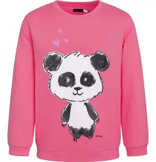 Bluzy dla dziewczynek - Bluza dziecięca dziewczęca dresowa  bawełniana Miś Panda Różowa Endo 116 - grafika 1