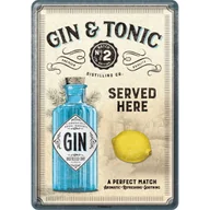 Gadżety do domu - Pocztówka metalowa 14 x 10 cm Gin & Tonic Served - miniaturka - grafika 1