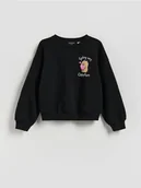 Bluzy dla dziewczynek - Reserved - Bluza Kapibara CapyFun - czarny - miniaturka - grafika 1