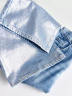 Spodnie i spodenki dla dziewczynek - Reserved - Jeansy super wide leg z błyszczącymi nogawkami - niebieski - miniaturka - grafika 1