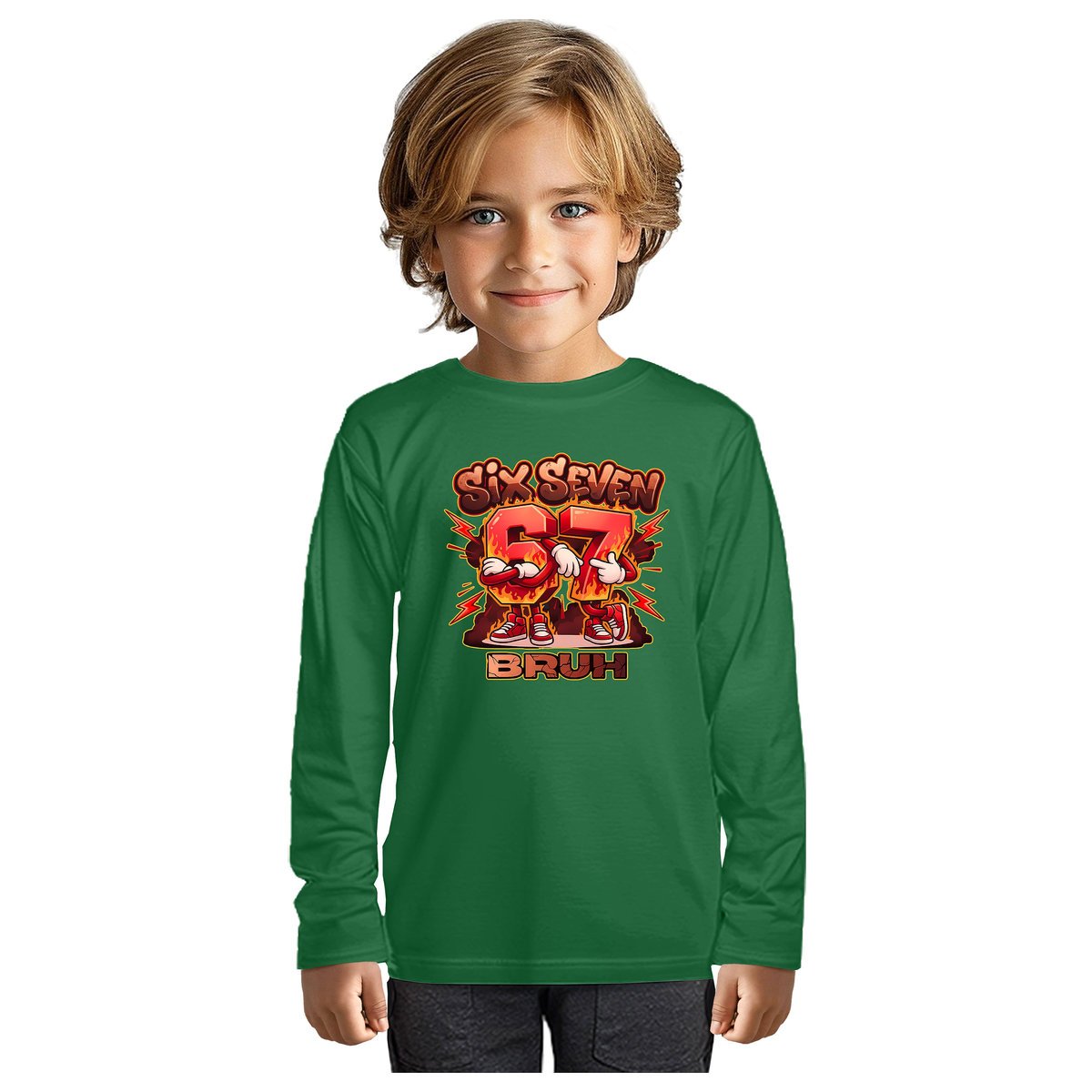 BLUZKA DZIECIĘCA 67 SIX SEVEN VIRAL BRUH LONGSLEEVE DLA DZIECKA 134-140