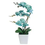 Sztuczne kwiaty - YSZL 38 cm wysokości sztuczny jedwab Phalaenopsis Orchidea aranżacje doniczek (złoty niebieski) - miniaturka - grafika 1