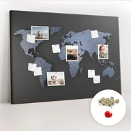 Tablice i flipcharty - Tablica Korkowa XXL - 100x140 cm - Mapa świata 3D + Metaliczne Pinezki - miniaturka - grafika 1
