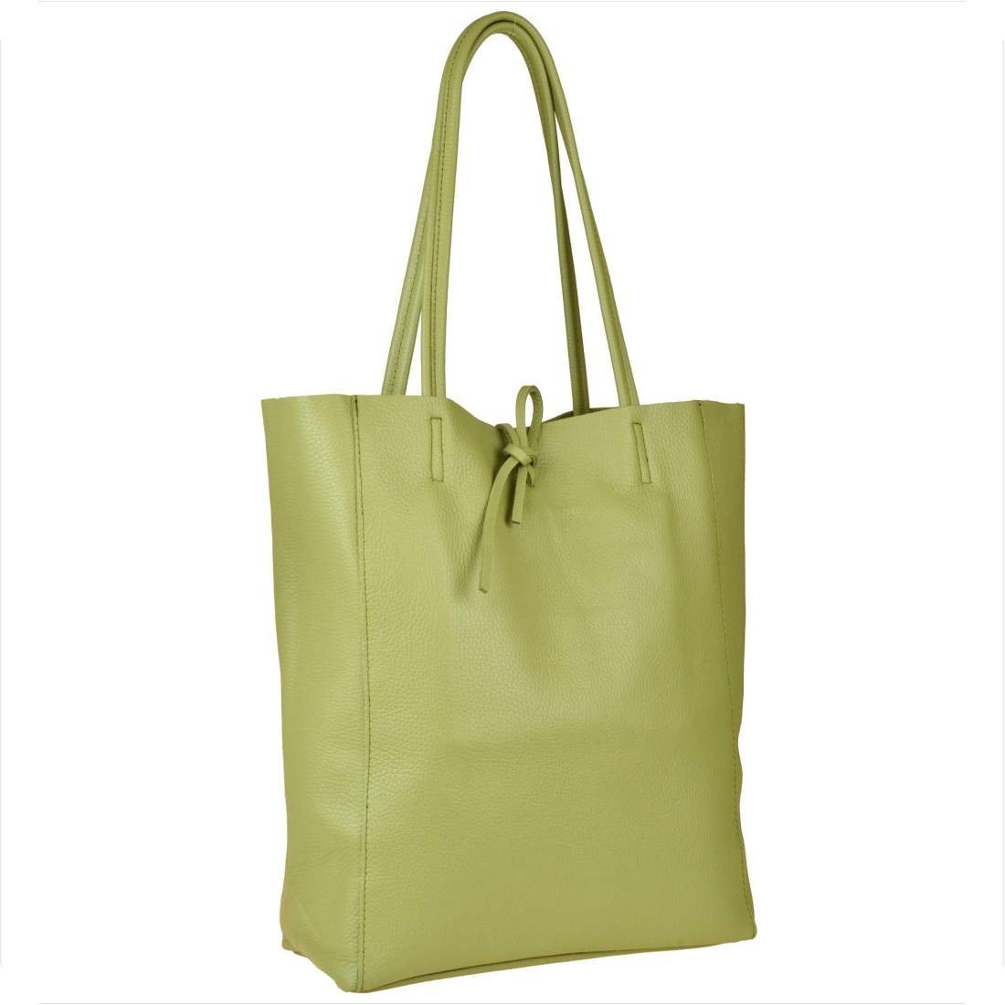 Torebka skórzana super lekka shopper zieleń groszkowa