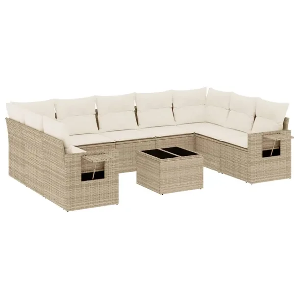 Zestaw mebli ogrodowych z rattanem PE, beżowy, wymiary: 55-62 cm x 62 cm x