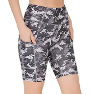 Spodnie damskie - LOS OJOS Camo damskie spodnie rowerowe, wysoka talia, wyszczuplające brzuch, kamuflaż, legginsy treningowe dla kobiet, Węgiel-szary, S - miniaturka - grafika 1
